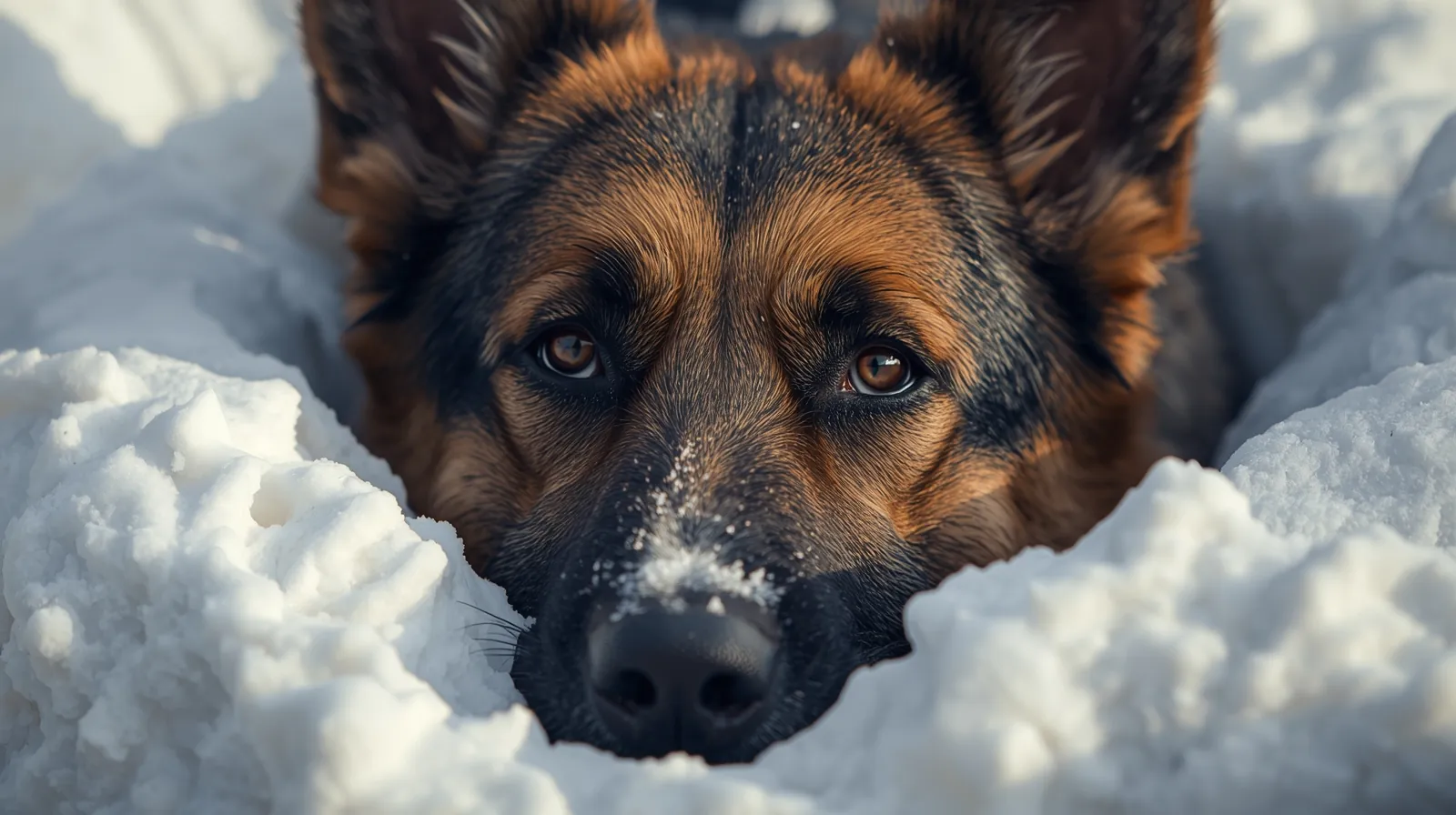 cachorro da raça pastor alemão sente muito frio