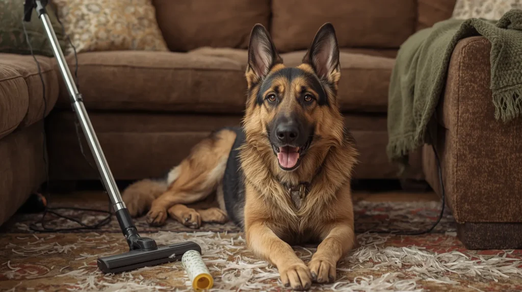 como limpar pelos de pastor alemão da casa