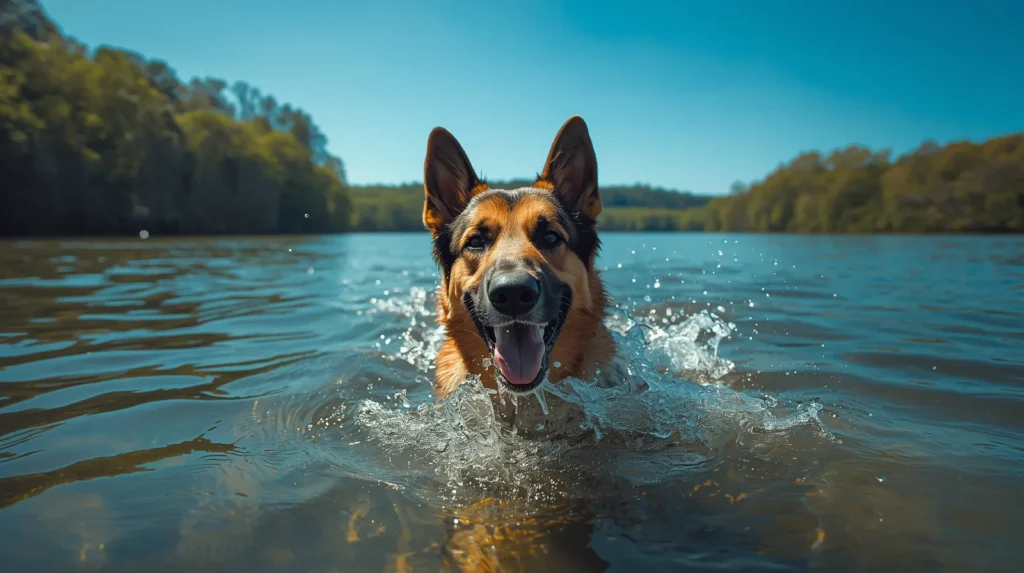 pastor alemão gosta de água