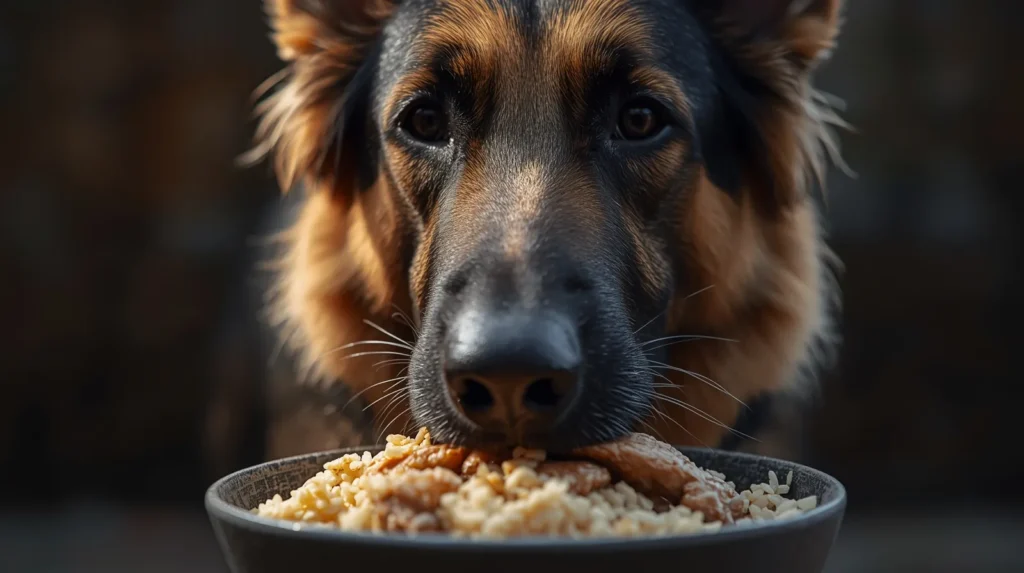 pastor alemão pode comer arroz com frango